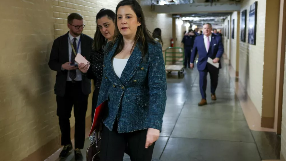 FILE PHOTO: Rep. Elise Stefanik (R-NY) is seen following a house Republican meeting on Capitol Hill in Washington, U.S., February 6, 2024. REUTERS/Amanda Andrade-Rhoades/File Photo