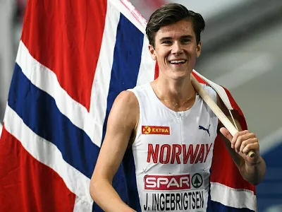 Jakob Ingebrigtsen je na olimpijskih igrah v Parizu poleti osvojil zlato medaljo na 5000 m. Foto: Wikipedia