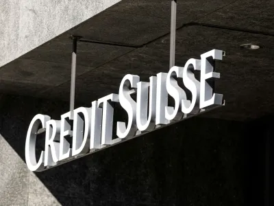 FILE PHOTO: A view shows the logo of Credit Suisse on a building near the Hallenstadion where Credit Suisse Annual General Meeting took place, two weeks after being bought by rival UBS in a government-brokered rescue, in Zurich, Switzerland, April 4, 2023. REUTERS/Pierre Albouy/File Photo