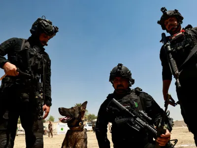 Iraqi Counter-Terrorism Service (ICTS) members take part in the tactical exercise (Iron fist) in Baghdad, Iraq, June 21, 2023. REUTERS/Thaier Al-Sudani