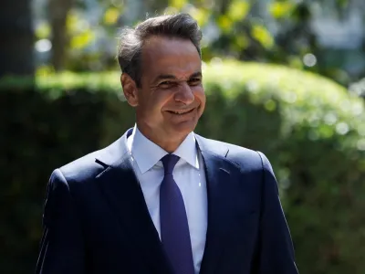 Newly elected Greek Prime Minister and leader of New Democracy conservative party Kyriakos Mitsotakis leaves the Presidential Palace after being handed a mandate from President Katerina Sakellaropoulou to form a government, following a general election, in Athens, Greece, June 26, 2023. REUTERS/Louiza Vradi