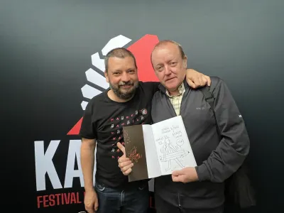 Ivan Mitrevski, stripar, in Simon Tanšek, programski vodja festivala Kamerat