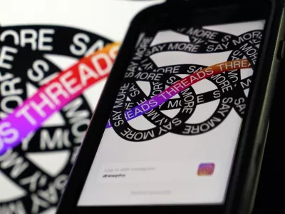 This photo, taken in New York, Thursday, July 6, 2023, shows Meta's new app Threads. Meta has unveiled an app called Threads to rival Twitter, targeting users looking for an alternative to the social media platform owned — and frequently changed — by Elon Musk. (AP Photo/Richard Drew)