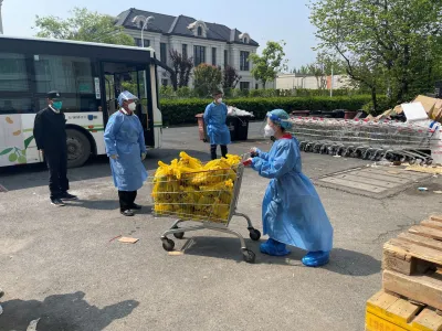 Zhang Wei, store manager of the Xujing branch of Carrefour hypermarket, works at the store following the coronavirus disease (COVID-19) outbreak in Shanghai, China, in this undated handout picture provided to Reuters April 20, 2022. Lu Sunping/Carrefour/Handout via REUTERS ATTENTION EDITORS - THIS IMAGE WAS PROVIDED BY A THIRD PARTY. NO RESALES. NO ARCHIVES.