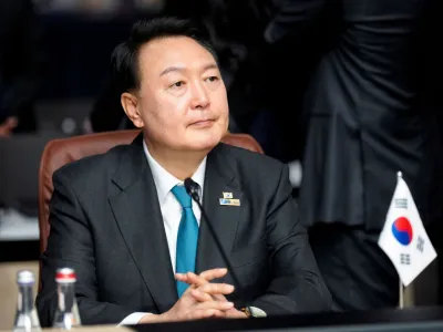 FILE PHOTO: Yoon Suk Yeol, President of South Korea, attends a meeting of the North Atlantic Council during a NATO leaders summit in Vilnius, Lithuania July 12, 2023. REUTERS/Ints Kalnins/File Photo