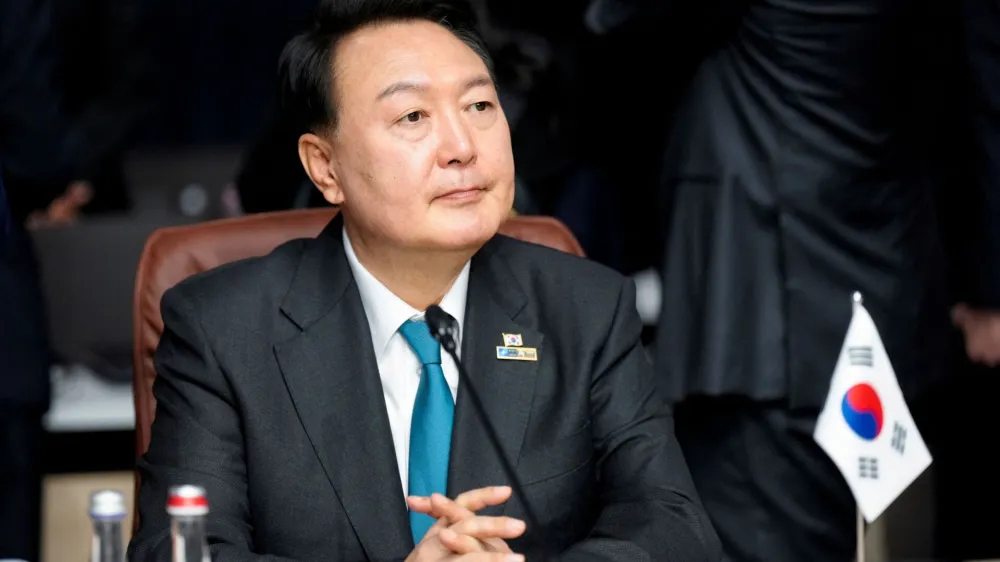 FILE PHOTO: Yoon Suk Yeol, President of South Korea, attends a meeting of the North Atlantic Council during a NATO leaders summit in Vilnius, Lithuania July 12, 2023. REUTERS/Ints Kalnins/File Photo