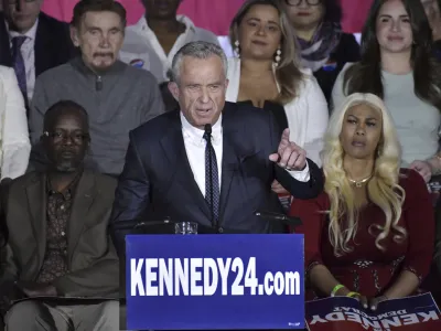 FILE - Robert F. Kennedy Jr. speaks at an event where he announced his run for president on Wednesday, April 19, 2023, at the Boston Park Plaza Hotel, in Boston. (AP Photo/Josh Reynolds, File)