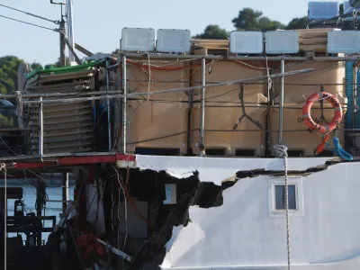 18.07.2023., Murter - Ribarski brod Masun koji je sinoc imao pomorsku nesrecu uz lucku kapetaniju vezen na otoku Murteru. Photo: Hrvoje Jelavic/PIXSELL