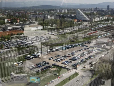 - 04.05.2022 - Emonika Urbani center - zemljišče za načrtovani večnamenski objekt ob križišču Dunajske, Vilharjeve in Masarykove ceste, ki leži v neposredni bližini glavne avtobusne in železniške postaje v Ljubljani. //FOTO: Luka Cjuha