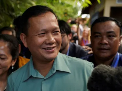 FILE PHOTO: Hun Manet, son of Cambodia's Prime Minister Hun Sen is seen at a polling station on the day of Cambodia's general election, in Phnom Penh, Cambodia, July 23, 2023. REUTERS/Cindy Liu/File Photo