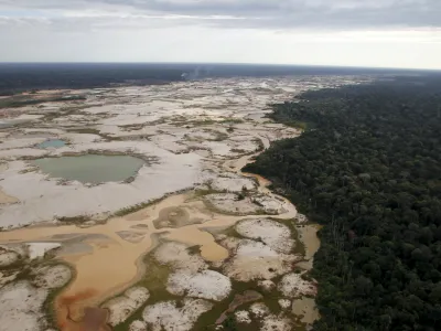 ﻿An area deforested by illegal gold mining is seen in a zone known as Mega 14, in the southern Amazon region of Madre de Dios July 13, 2015. Peruvian police razed dozens of illegal gold mining camps at the edge of an Amazonian nature reserve this week, part of a renewed bid to halt the spread of wildcatting in a remote rainforest region. The stings at the edge of the Tambopata National Reserve were the first in the southeastern region of Madre de Dios since a crackdown let up in December. Production from wildcat miners in Madre de Dios, who sell their ore up the supply chain, made up about 10 percent of national production before President Ollanta Humala launched the harshest crackdown yet on illegal gold mining last year. Picture taken July 13, 2015. REUTERS/Janine Costa   TPX IMAGES OF THE DAY   - GF10000160494