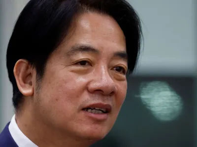 Taiwan's Vice President William Lai speaks at Taoyuan International Airport as he returns from a trip to the United States and Paraguay, in Taoyuan, Taiwan August 18, 2023. REUTERS/Carlos Garcia Rawlins