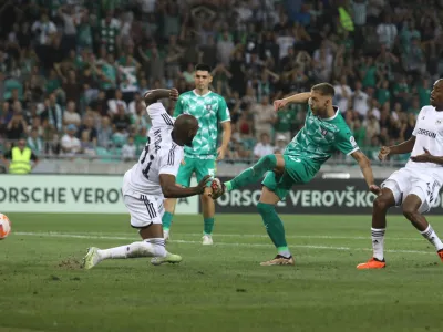 24.08.2023 – nogomet - Olimpija: Qarabag, evropska liga, kvalifikacije, prva tekma - 4. krog: //FOTO: Luka Cjuha