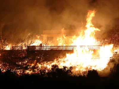 28 August 2023, Italy, Trapani: Wildfires rage in the vicinity of the airport in Trapani. Several forest and wildfires in the north and west of Sicily, around Palermo and Trapani, broke out on Sunday evening.<br>As the fires were in the vicinity of the airport in Trapani, the facility was temporarily closed on Sunday. Photo: Alberto Lo Bianco/LaPresse via ZUMA Press/dpa