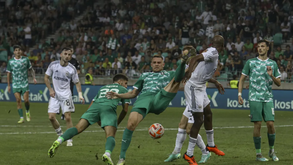 Timi Elšnik<br><br>- 24.08.2023 – nogomet - Olimpija: Qarabag, evropska liga, kvalifikacije, prva tekma - 4. krog:<br><br> <br><br>//FOTO: Luka Cjuha