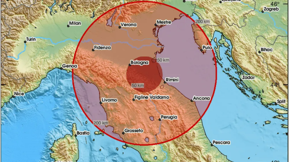 Italija, Firence.<br>Italijansko dezelo Toskana je stresel potres z magnitudo 4,8, ki so ga cutili tudi v sosednji dezeli Emilija-Romanja.