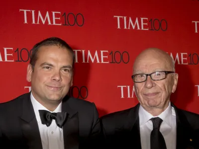 FILE PHOTO: Rupert Murdoch (R) and Lachlan Murdoch arrive for the TIME 100 Gala in New York April 21, 2015.  REUTERS/Brendan McDermid/File Photo