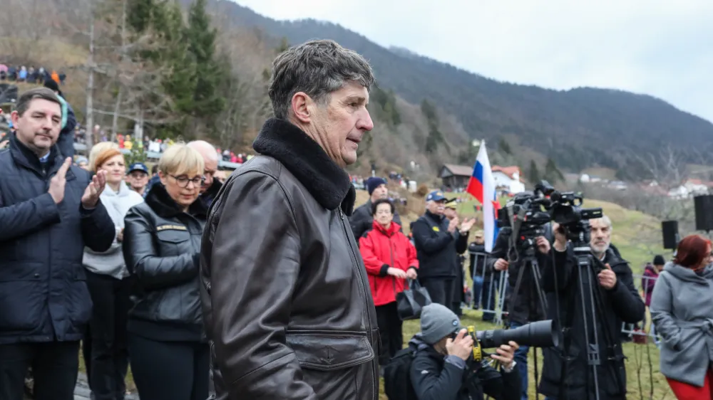 Borut Sajovic, slavnostni govornik poslanec Gibanja Svoboda.- 08.01.2023 - Dražgoše 2023 - osrednja slovesnost Po stezah partizanske Jelovice v spomin na 81. obletnico Dražgoške bitke, //FOTO: Bojan Velikonja