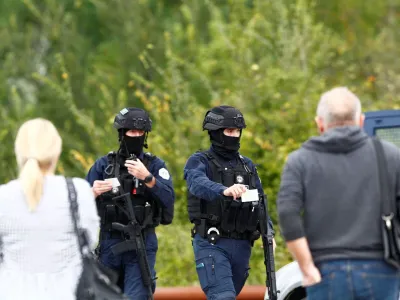 Kosovo police officers patrol on a road to Banjska monastery, in the aftermath of a shooting incident, near Zvecan, Kosovo September 25, 2023. REUTERS/Ognen Teofilovski