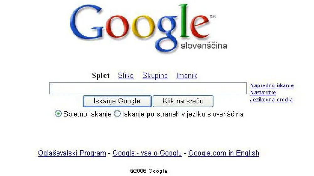 Google spletna stran iskalnik