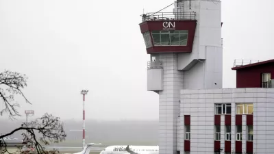 The control tower at Vilnius Ciurlionis International Airport in Vilnius, Lithuania, December 9, 2025. REUTERS/Janis Laizans