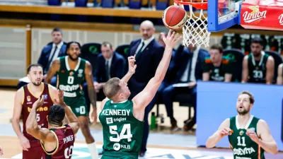 Thomas Kennedy in action during AdmiralBet ABA League 2025/2026 basketball match between Cedevita Olimpija (SLO) and Bosna BH Telecom (BiH) in Tivoli Hall, Ljubljana, Slovenia on December 13, 2025