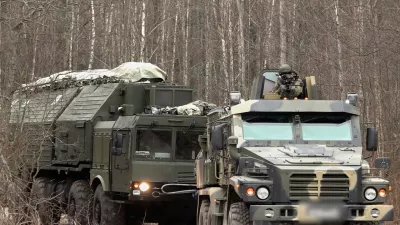 In this image made from video provided by Russian Defense Ministry Press Service on Monday, Dec. 29, 2025, Russia's Oreshnik missile system is seen during a training in an undisclosed location in Belarus. (Russian Defense Ministry Press Service via AP)