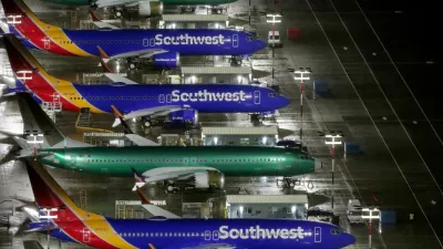 FILE PHOTO: Aerial photos showing Boeing 737 Max airplanes parked at Boeing Field in Seattle, Washington, U.S. October 20, 2019. Picture taken October 20, 2019. REUTERS/Gary He/File Photo