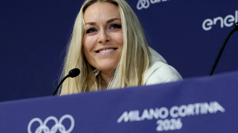Milano Cortina 2026 Winter Olympics - Alpine Skiing - United States Women's Speed Team Press Conference - Cortina Curling Olympic Stadium, Cortina d'Ampezzo, Italy - February 3, 2026 Lindsey Vonn of the U.S. during the press conference REUTERS/Leonhard Foeger   TPX IMAGES OF THE DAY