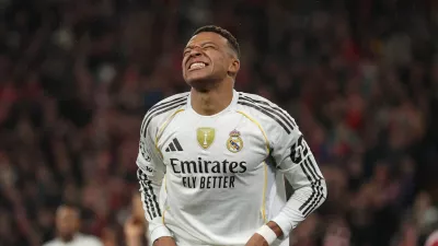 Soccer Football - UEFA Champions League - Liverpool v Real Madrid - Anfield, Liverpool, Britain - November 4, 2025 Real Madrid's Kylian Mbappe reacts REUTERS/Phil Noble   TPX IMAGES OF THE DAY