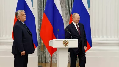 FILE PHOTO: Hungary's Prime Minister Viktor Orban and Russia's President Vladimir Putin attend a press conference following their meeting in Moscow, Russia July 5, 2024. REUTERS/Evgenia Novozhenina/File Photo