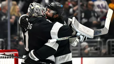 Apr 11, 2026; Los Angeles, California, USA; Los Angeles Kings center Anze Kopitar (11) is seen on the ice during the third period against the Edmonton Oilers at Crypto.com Arena. Mandatory Credit: Griffin Hooper-Imagn Images