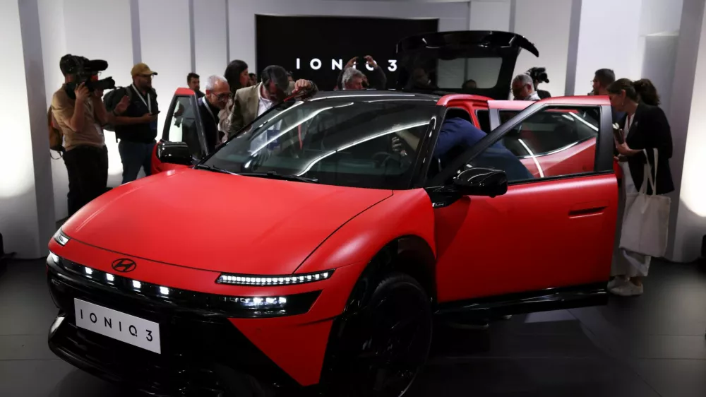 Hyundai Ioniq 3 electric vehicle is displayed during Milan Design Week, in Milan, Italy, April 20, 2026. REUTERS/Claudia Greco