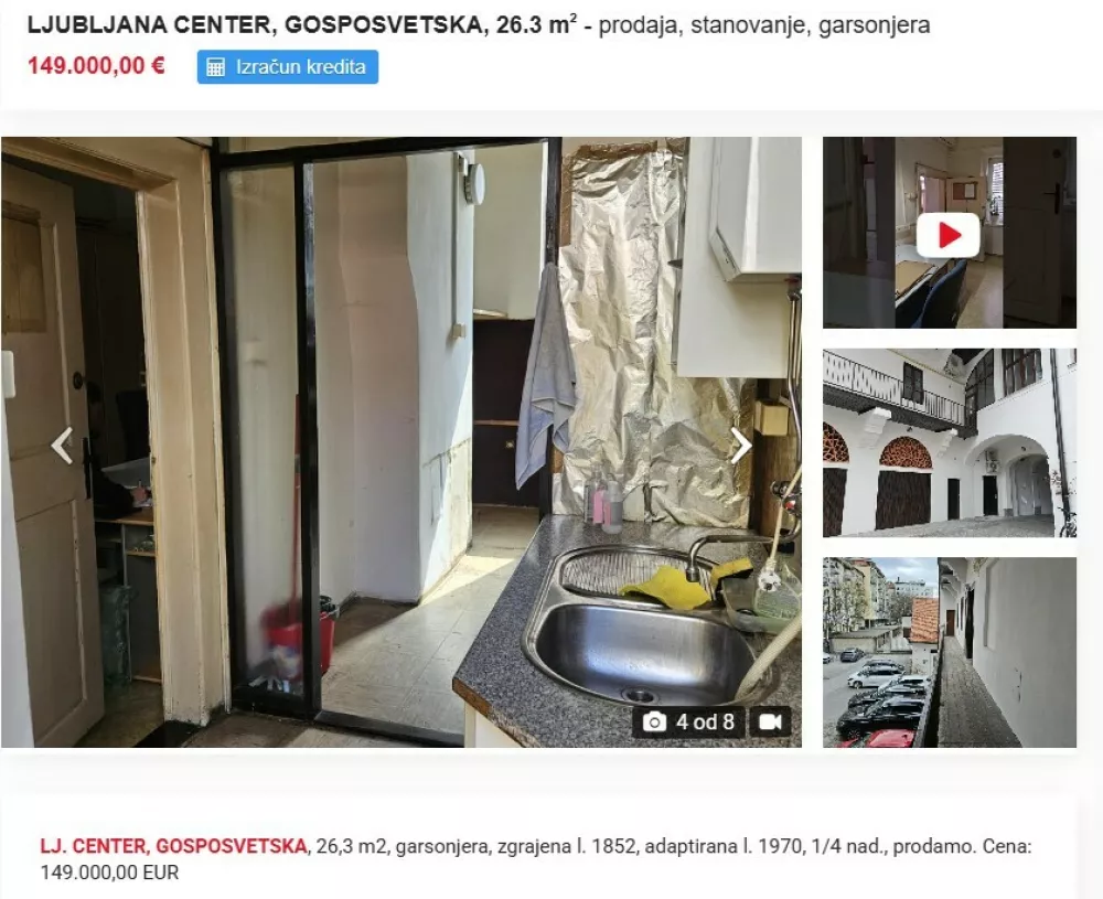 &Scaron;tevilna stanovanja so po nakupu potrebna prenove. Foto: zajem zaslona nepremičnine.net