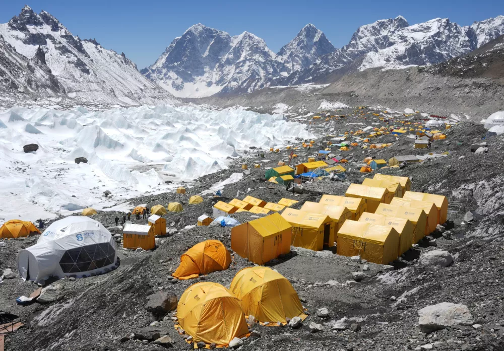 Tents at the Everest Base Camp in the Solukhumbu district, also known as the Everest region, Nepal, April 13, 2026. REUTERS/Purnima Shrestha