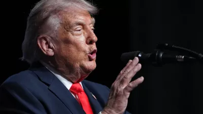 President Donald Trump speaks at the Raymond F. Kravis Center for the Performing Arts in West Palm Beach Fla., Friday, May 1, 2026. (AP Photo/Matt Rourke)