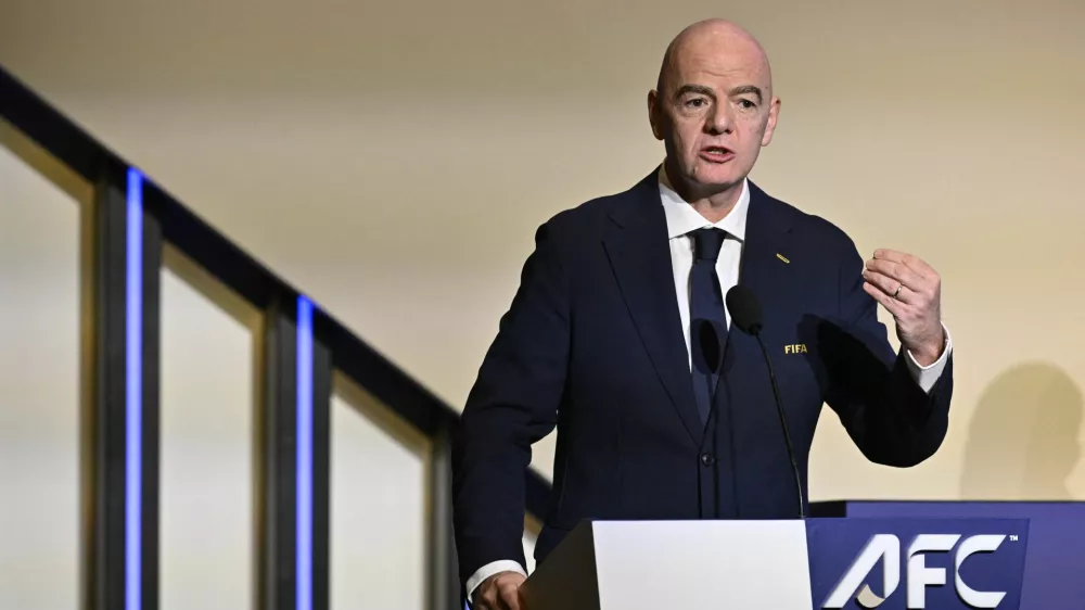 Soccer Football - 36th AFC Annual Congress - Vancouver Convention Centre, Vancouver, Canada - April 28, 2026 FIFA president Gianni Infantino gives a speech during the congress REUTERS/Jennifer Gauthier