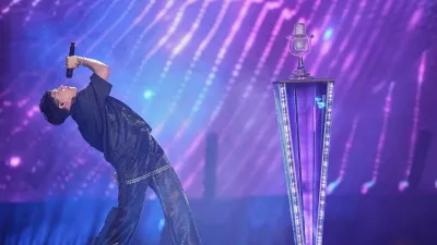 FILE - Winner of the Eurovision Song Contest JJ from Austria performs the winning song "Wasted Love" during the Grand Final of the 69th Eurovision Song Contest, in Basel, Switzerland, early Sunday, May 18, 2025. (AP Photo/Martin Meissner, File)