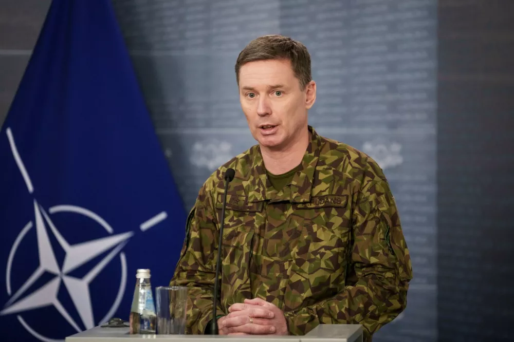 Commander of the Latvian National Armed Forces Kaspars Pudans addresses a joint press conference in Riga, Latvia on February 7, 2025.,Image: 961017407, License: Rights-managed, Restrictions:, Model Release: no