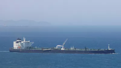 The crude oil tanker Odessa, carrying UAE crude after passing through the Strait of Hormuz with its Automatic Identification System transponder turned off, navigates the waters at Daesan port, where it is expected to discharge crude oil, in Seosan, South Korea, May 8, 2026. REUTERS/Kim Soo-hyeon