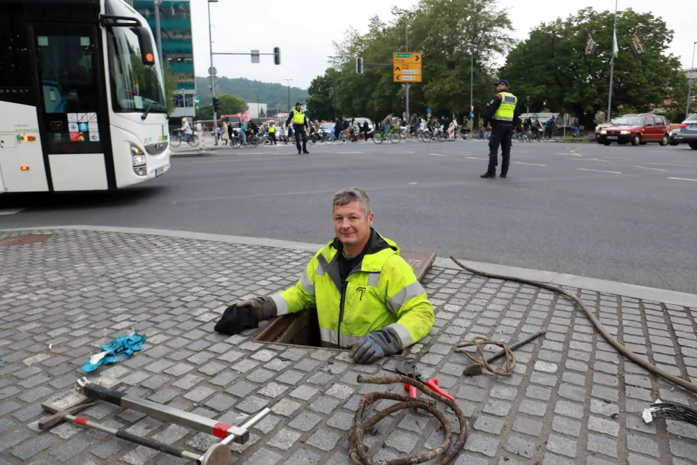 13.05.2026 - Bavarski dvor, popravilo semaforjev, kolone, kolesarjiFoto: Tomaž Skale