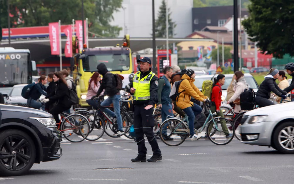 13.05.2026 - Bavarski dvor, popravilo semaforjev, kolone, kolesarjiFoto: Tomaž Skale