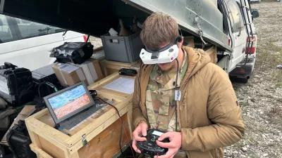 A Ukrainian drone pilot, who uses the call-sign Tarik in line with Ukrainian military regulations, flies a FPV drone during a military exercises in Gotland, Sweden, Sunday, May 10, 2026. ADDITION: adds info that Tarik is the call-sign name (AP Photo/Emma Burrows)
