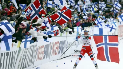 FIS Nordic Ski World Championships - Women's Cross-Country 4 x 5 km Relay - Lahti, Finland - 2/3/17 - Marit Bjoergen from team Norway skis to win the race.  REUTERS/Kai Pfaffenbach