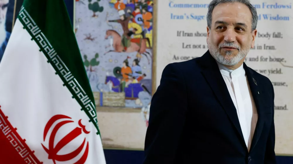 Iran's Foreign Minister Abbas Araqchi arrives for a press conference at the Iranian embassy in New Delhi, India, May 15, 2026. REUTERS/Adnan Abidi
