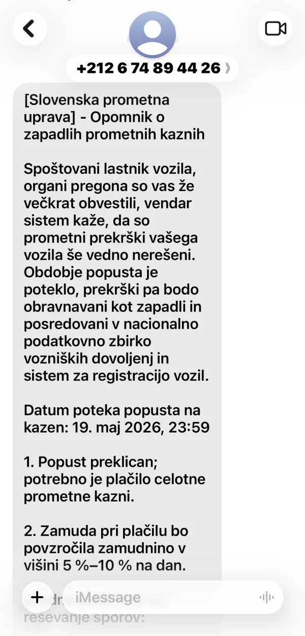 lažni sms prekr&scaron;ki