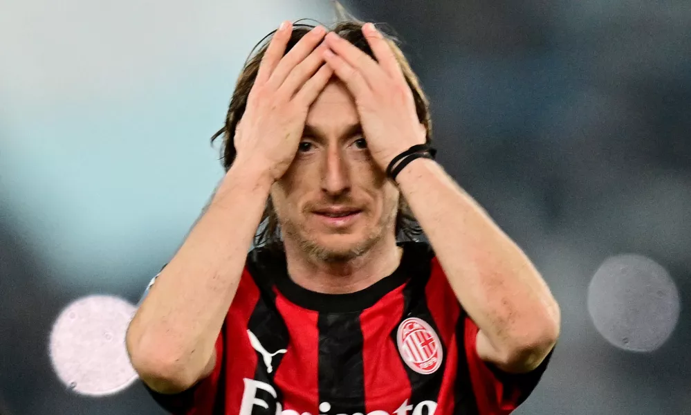 Soccer Football - Serie A - Lazio v AC Milan - Stadio Olimpico, Rome, Italy - March 15, 2026 AC Milan's Luka Modric looks dejected after the match REUTERS/Daniele Mascolo