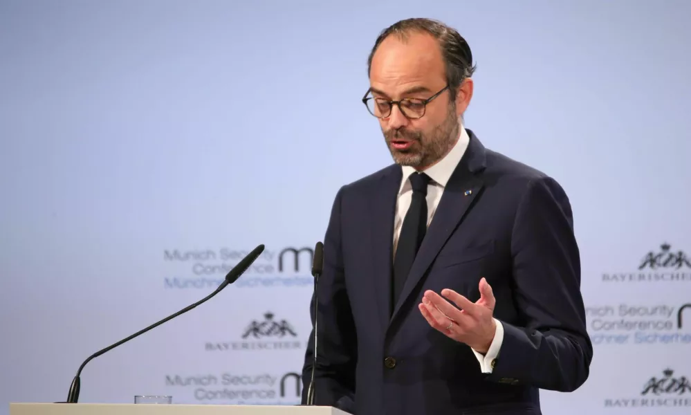 M583WN Munich, Germany. 17th Feb, 2018. The French prime minister Edouard Philippe spoke at the Munich Security Conference. The MSC is held at the hotel Bayerischer Hof from February 16th to Februay 18th. Credit: Alexander Pohl/Pacific Press/Alamy Live News