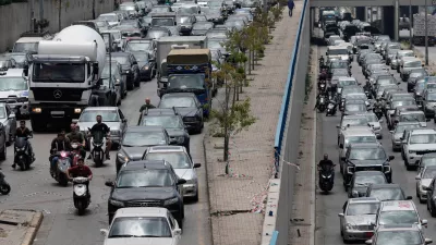 Cars sit in traffic on a highway as residents flee following an Israeli threat to strike Dahiyeh, Beirut's southern suburbs, Lebanon, Monday, June 1, 2026. (AP Photo/Bilal Hussein)