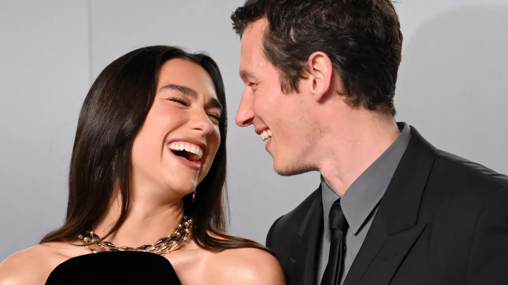 LOS ANGELES, CALIFORNIA - MARCH 15: Dua Lipa and Callum Turner attend the 2026 Vanity Fair Oscar Party hosted by Mark Guiducci at Los Angeles County Museum of Art on March 15, 2026 in Los Angeles, California. (Photo by Karwai Tang/WireImage)